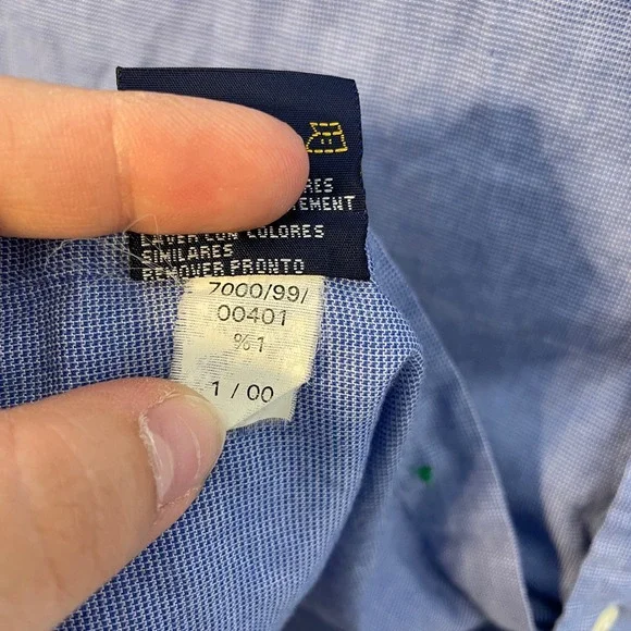 Tommy Hilfiger Men's Blue Gingham Button Down Shirt Size 16 1/2 34-35 Cotton - Picture 8 of 9